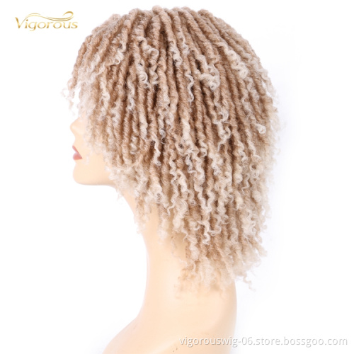Afro Glueless Wholesale Vendors Freetress Twist Bob Cut Cheap African Short Blonde Synthetic Hair Braid Wigs For Women